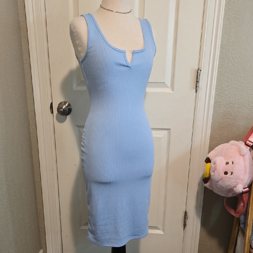 Love J Light Blue Ribbed Midi Dress Size  M